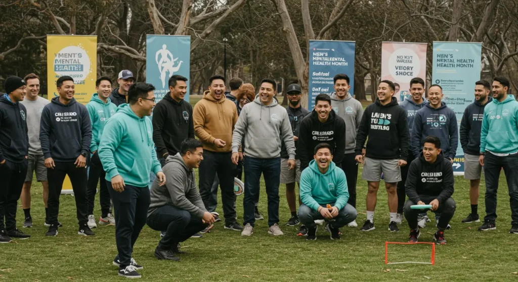 Community event promoting awareness during Men's Mental Health Month
